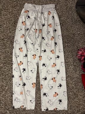 Women’s Small Silk Dog Printed Pajama Pants